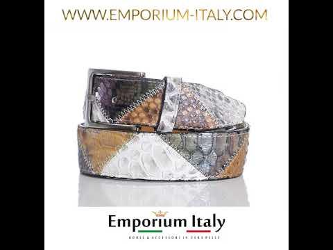 Cintura uomo TRIPOLI C32,vera pelle pitone certificato CITES, CHIAROSCURO, Made in Italy